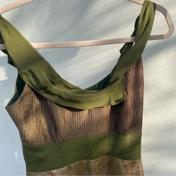 Tocca Green & Toffee Silk & Wool Fairy Dress Size 2 - Picture 3 of 11